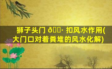 狮子头门 🕷 扣风水作用(大门口对着粪堆的风水化解)